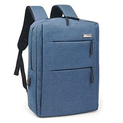 Waytex - Mochila para ordenador portátil (15 pulgadas, impermeable, con puerto de carga USB, azul, 15 pulgadas, Contemporáneo