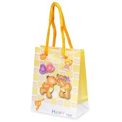 Club Green Teddies Mini geschenk tas, geel, 8 x 10 cm, 10 stuks