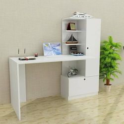 Dmora Bureau Mars, Bureau Multi-usages, Table de Bureau, Porte PC, Plan de Travail, 120 x 62 x 74 cm, Blanc