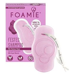 Foamie - Shampooing solide | 80 g | Pour cheveux fins et secs – Apporte plus de volume | baies d'açaï et extraits d'amande | 100 % végétalien – sans plastique – pas de tests sur les animaux.