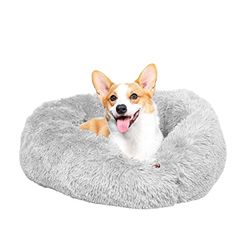 GONICVIN Cama para perros en forma de dona, cama esponjosa para gatos, cama calmante para mascotas, acogedoras camas antiansiedad con funda lavable a máquina y extraíble, parte inferior antideslizante