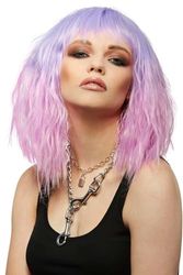 Smiffys Perruque Manic Panic® Fleurs du Mal™ Trash Goddess™, ondulé mi-long avec frange sur le côté, coiffure à chaud