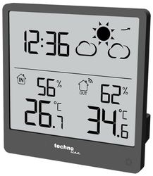 WS9138 - Statazione meteo moderna, piccola con previsioni meteo e tendenza meteo, temperatura interna ed esterna, illuminazione interfondo, display LCD trasparente senza sfocatura del display