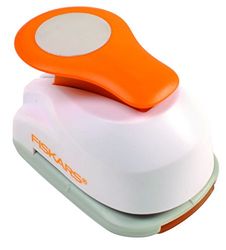 Fiskars Furador de figuras, círculo, Ø 2,5 cm, para destros e canhotos, aço de qualidade/plástico, branco/laranja, Lever Punch, M, 1004748