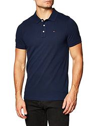 Tommy Hilfiger Organic Cotton Fine Pique Slim Polo Camiseta, Black Iris, S para Hombre