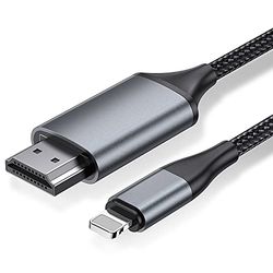 HDMI-converterkabel voor iPhone 2.0m, telefoon/pad/pod naar tv, aansluitkabel, iOS 11, 12, 13, 14, YouTube-uitgang, High Definition HD1080P