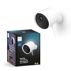 Philips Hue Secure, Telecamera di Sicurezza con Cavo, HD 1080p, Visione Notturna, Audio Bidirezionale, Microfono, Notifiche Push, per Interni, Bianco