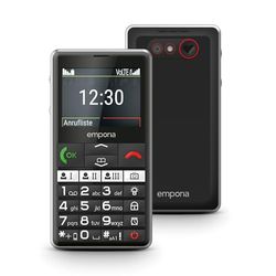 Emporia Pure-LTE Téléphone Portable pour Personnes âgées 4G sans contrat avec Bouton d'appel d'urgence Noir