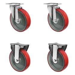 CASCOO SETSPFP200N2U6R1W rullsats 2 rullar, 2 rullar, polyamid, polyuretan, diameter 200 mm, rulllager, transportrullar, lastbelastning 1 050 kg (4-pack)