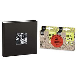Hama Album Photo "Fine Art" (format 30 x 30 cm, 100 pages blanches, sans spirale) Noir & Distributeurs Pastilles photo (1000 pastilles, autocollantes double-face, distributeur pratique, sans acide)