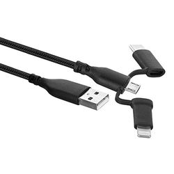 3-i-1-USB A-till-Lightning-, USB-C- och mikro-USB-kabel 1 m