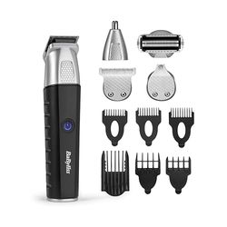BaByliss Recortadora Multifunción Lithium Power 11 en 1 - Kit de Cuidado Masculino Inalámbrico, Afeitadora, Barbero, Naricero/orejero, Resistente al Agua, Regalo para hombres, Negro/Gris, MT812E