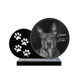 ETERNEL - Targa Funeraria Personalizzata Impronte Animali - Cane, Gatto, Coniglio, Animali Domestici, Foto e Testo Personalizzabile, targa funeraria incisa al laser per omaggio