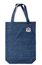 Green Fish Denim - Borsa porta-tutto stampata, borsa per spezieria riutilizzabile, lavabile in lavatrice, pieghevole, borsa in jeans con manici, 22 x 26 cm