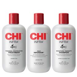 CHI Set regalo Infra Trio Shampoo a infrarossi da 355 ml + trattamento a infrarossi da 355 ml + infuso di seta da 355 ml