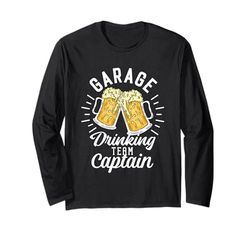 Divertida fiesta para beber cerveza del capitán del equipo de Garage Drinking Manga Larga