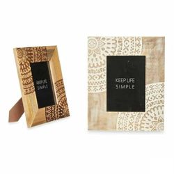 Gift Decor Cadre photo blanc marron en bois de manguier Mandala 22,3 x 28 x 1,5 cm (6 unités)