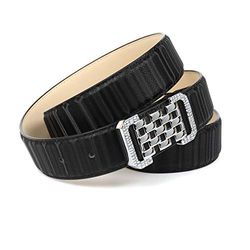 Anthoni Crown leren riem dames, SCHWARZ, 85 cm