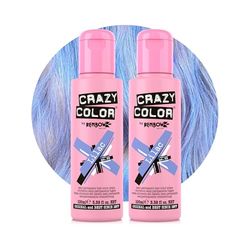Crazy Color Pastel Lilac Semi-Permanent Duo Hair Dye. Highly Pigmented Blueish Lilac Conditioning & Oil Nourishing Vegan Formula | No Bleach or Ammonia | 200ml