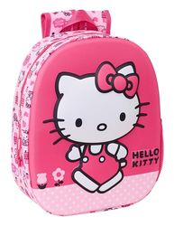 Safta HELLO KITTY 3D Schoolrugzak met 3D-design, aanpasbaar aan de wagen, ideaal voor kinderen van verschillende leeftijden, comfortabel en veelzijdig, kwaliteit en duurzaamheid, 27 x 10 x 33 cm, Roze