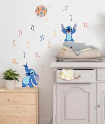 Komar Tatuaż ścienny - Stitch Music - Rozmiar 50 x 70 cm - Disney, naklejka ścienna, pokój dziecięcy, naklejka