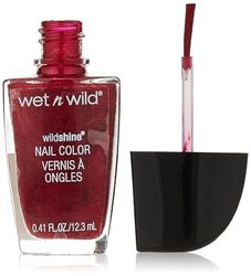 Wet n Wild - Wild Shine Nail Color - Esmalte de Uñas de Secado Rápido - Pintauñas Rojo Metalizado de Larga Duración - Acabado Brillante, Textura y Efecto Fabuloso - Burgundy Frost