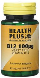 Health Plus B12 100µg Vitamin B Supplement - 2 X Packs Of 90 Tablets (180 Tablets)