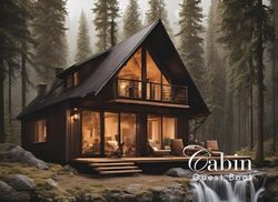 Cabin Guest Book: Guest Book for Vacation Home, Airbnb, Visitor Rental, Visitor’s Log Book for Recording Name & Memories