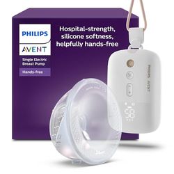 Philips Avent enkel elektrisk handsfree-bröstpump, tyst motor med sjukhusstyrka, efterliknar hur din baby dricker, pumpar upp till 85 gånger per minut, lätt uppsamlingskupa, 2 bröstskydd, SCF531/11