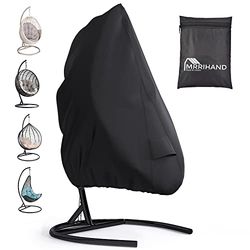 Mrrihand Eierstoelhoezen waterdicht 190x115cm met luchtuitlaat, zwarte hangende eierstoelhoes met ritssluiting en trekkoord, schommelstoelhoes anti-UV scheurvaste Oxford-stof