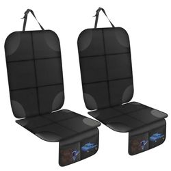 AiQInu 2 Pièces Protection Siege Voiture/Auto pour Enfant Compatible ISOFIX Imperméable et Antidérapant avec 2 Poches de Rangement pour SUV, Berline, Coffre, en Cuir Et Tissu
