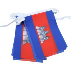 GHIRLANDA 6 metri 20 BANDIERE CAMBOGIA 21x15cm - BANDIERA CAMBOGIANA 15 x 21 cm - FESTONE BANDIERINE - AZ FLAG