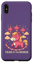 Disegno artistico e astrologico del Capodanno lunare Kawaii a forma di cavallo rosa Custodia per iPhone XS Max