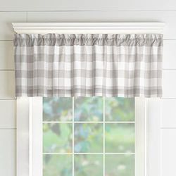 Elrene Buffalo Cantonnière de Cuisine à Carreaux 100% Coton Gris/Blanc 152,4 x 38,1 cm