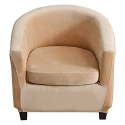 C/N BEEK Armchair Cover Stretch Velvet Armchair Protector 2 Pieces Armchair Throw Cocktail Chair Plush Slipcovers Tullsta Chair Beige