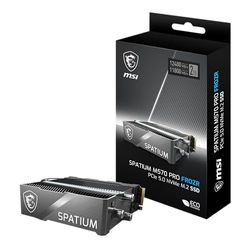 MSI SPATIUM M570 Pro PCIe 5.0 NVMe M.2 2TB FROZR - Disque SSD Interne 2 to avec radiateur, PCIe 5.0 NVMe M.2, Lecture 12400 MB/s & Écriture 11800 MB/s, 3D NAND, 1400 TBW, Garantie 5 Ans