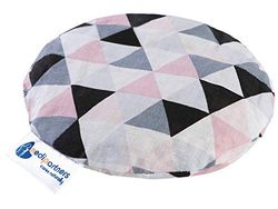 Medi Partners Cuscino termico con noccioli di ciliegia per bambini 180g rotondo 15cm ecologic 100% cotone calore + terapia del freddo (Triangoli rosa)