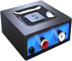 esinkin Draadloze bluetooth-audio-ontvanger, bluetooth-adapter voor PC/Mac/smartphone/tablet/AV-ontvanger/stereo-installatie, 3,5 mm & RCA-audio-uitgangen voor luidspreker, one-push-knop