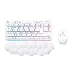 Logitech G Wireless Gaming Combo, G715 Keyboard and G705 Mouse, Customisable LIGHTSYNC RGB Lighting, LIGHTSPEED Wireless, Bluetooth, Lightweight, PC/Mac/Laptop, Linear, QWERTY UK English - White