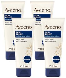 Aveeno Skin Relief Moisturising Lotion (1x 200ml), Unscented with Soothing Triple Oat Complex and Shea Butter, 72-Hour Intense Hydration, Helps Relieve Very Dry, Tight and Sensitive Skin