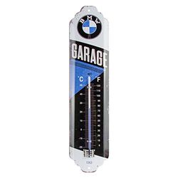 Nostalgic-Art Analog termometer i retrostil, BMW – Garage – Presentidé för biltillbehörsälskare, av metall, Deko vintagedesign, 6,5 x 28 cm