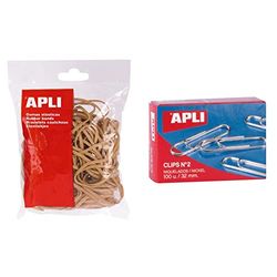 APLI – Elastici elasticas – 60 x 2 – Borsa di 100 gr - & Paper – Scatola Graffette magnetizzazione N2 32 mm 100 pezzi