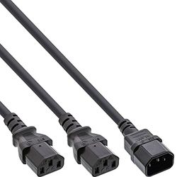 InLine 16657K Power Y Cable, Cold Appliances, 1x IEC C14 to 2x IEC-C13, 3 m, Black