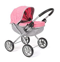 Poppenwagen Lilli, kleine poppenwagen voor de jongste poppenmoeder, melange roze