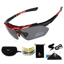 Free Soldier Polaroid Sunglasses, Men's Cycling Glasses, Sports Glasses, 5 in 3 Tactical Military Glasses for Cycling, Driving, Hiking, Fishing, Outdoor Activities