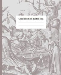 Composition Notebook: College Rule | Grey Vintage Illustration | 7.5" x 9.25" | 120 Pages | Lined Paper | School, College & Work