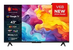 TCL 43V6B 43" 4K Ultra HD, HDR TV, Smart TV Powered by Google TV (Dolby Audio, Motion Clarity, Control por Voz, Compatible con Google Assistant, Chromecast Integrado)