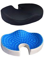 iMedic Coussin de refroidissement en gel, 100 % mousse à mémoire de forme, coupe coccyx, coussin orthopédique pour sciatique, maux de dos/coccyx, pour maison, bureau, voiture et yoga (maille 3D noire)