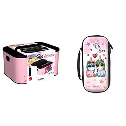 Konix Unik « Be Funky » - Grande sacoche de rangement – Motif Licorne & Unik « Be Love » – Housse de protection rigide anti-choc pour Nintendo Switch et Nintendo Switch Lite – Motif Licorne