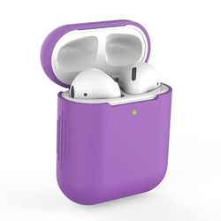 Skyddsfodral för Apple Airpods 1 & 2 silikonfodral Airpod-fodral exakt passform (lila lila)